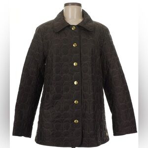 Women's Coach Brown Quilted Jacket with Blue Lining XS